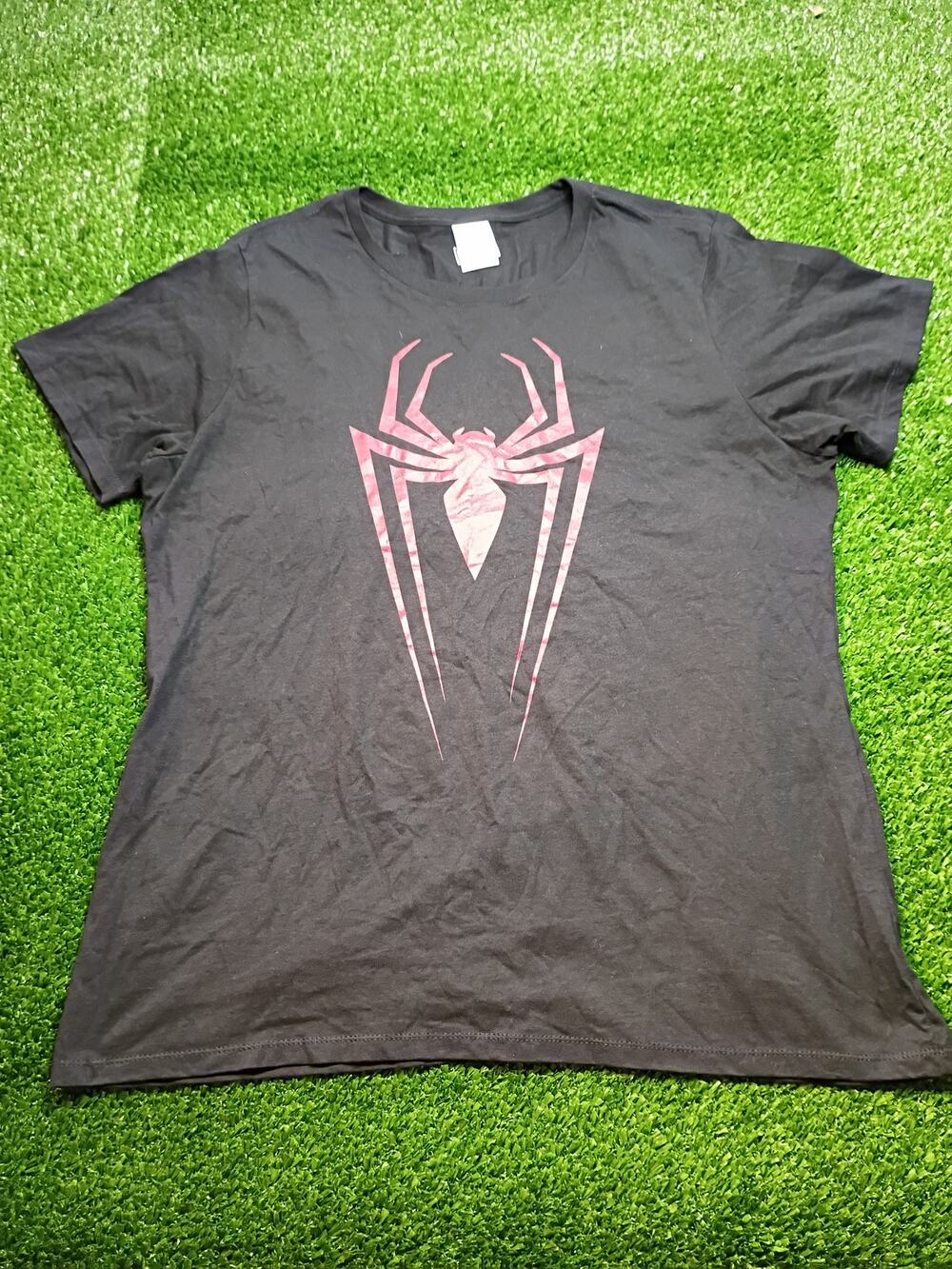 Marvel Spider-Man Red Logo Black Graphic T-Shirt XL New